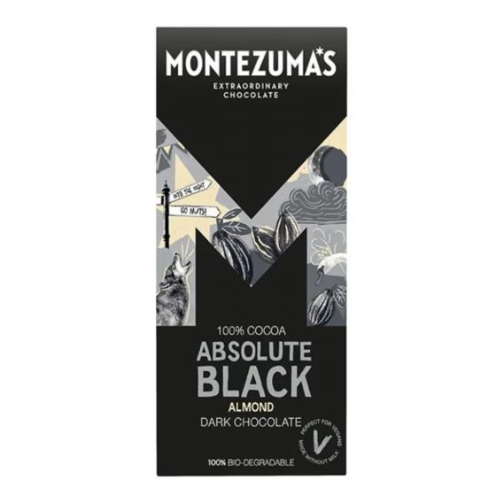 Montezuma's Absolute Black 100% Chocolate with Almonds 90g – WellEasy
